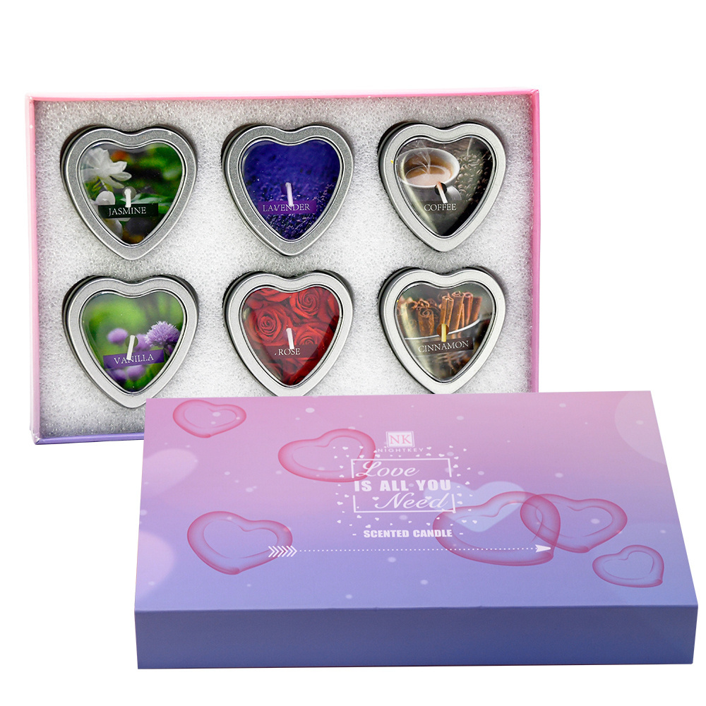 Bulk Scented Heart Tin Box Candles